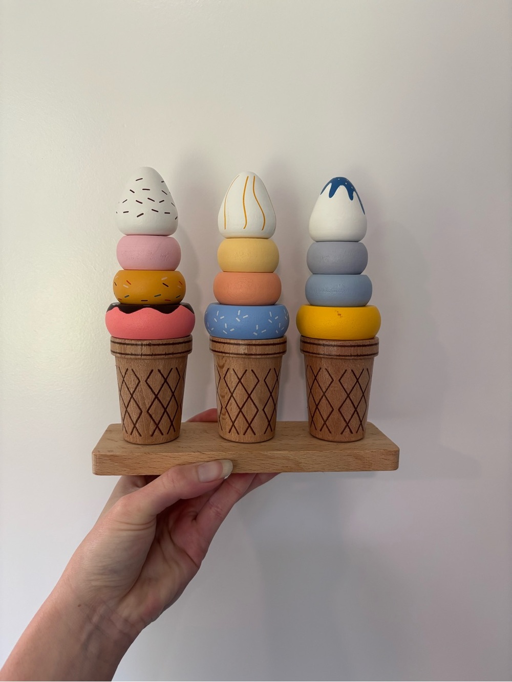 Wooden Montessori Ice Cream Ring Stacker Toy